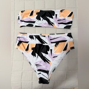 Stylish Women's Swimwear Set - Black, White, and Purple